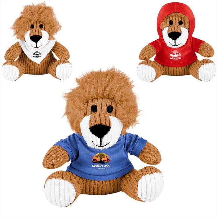 TH80044 6" Rory Corduroy Lion Plush with Custom Imprint